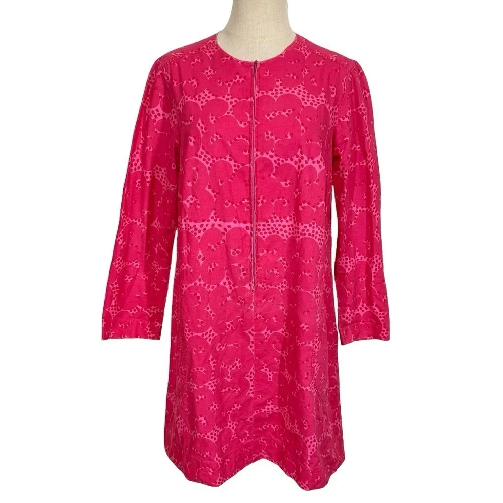 VINTAGE Marimekko Zip Front Shift Smock Dress in Tarha Pattern Sz:40/US12 1960s